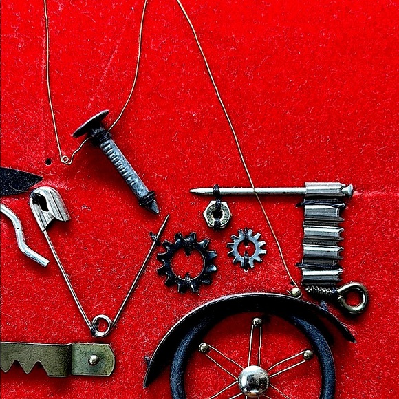 Vintage Steampunk Wall Art | Red Velvet Background | Industrial Chic Steampunk - Picture 10 of 12